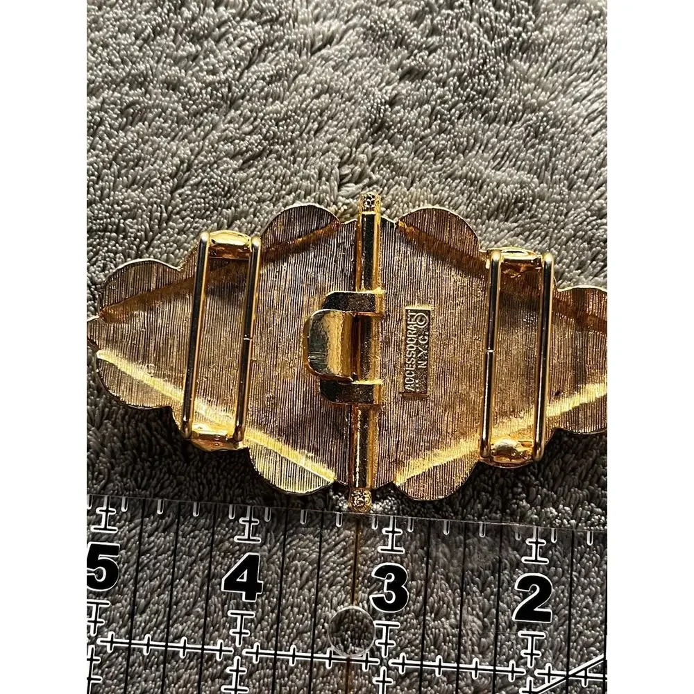 Vintage 1980s Accessocraft NYC Gold Tone Quilted 2-Piece Belt Buckle